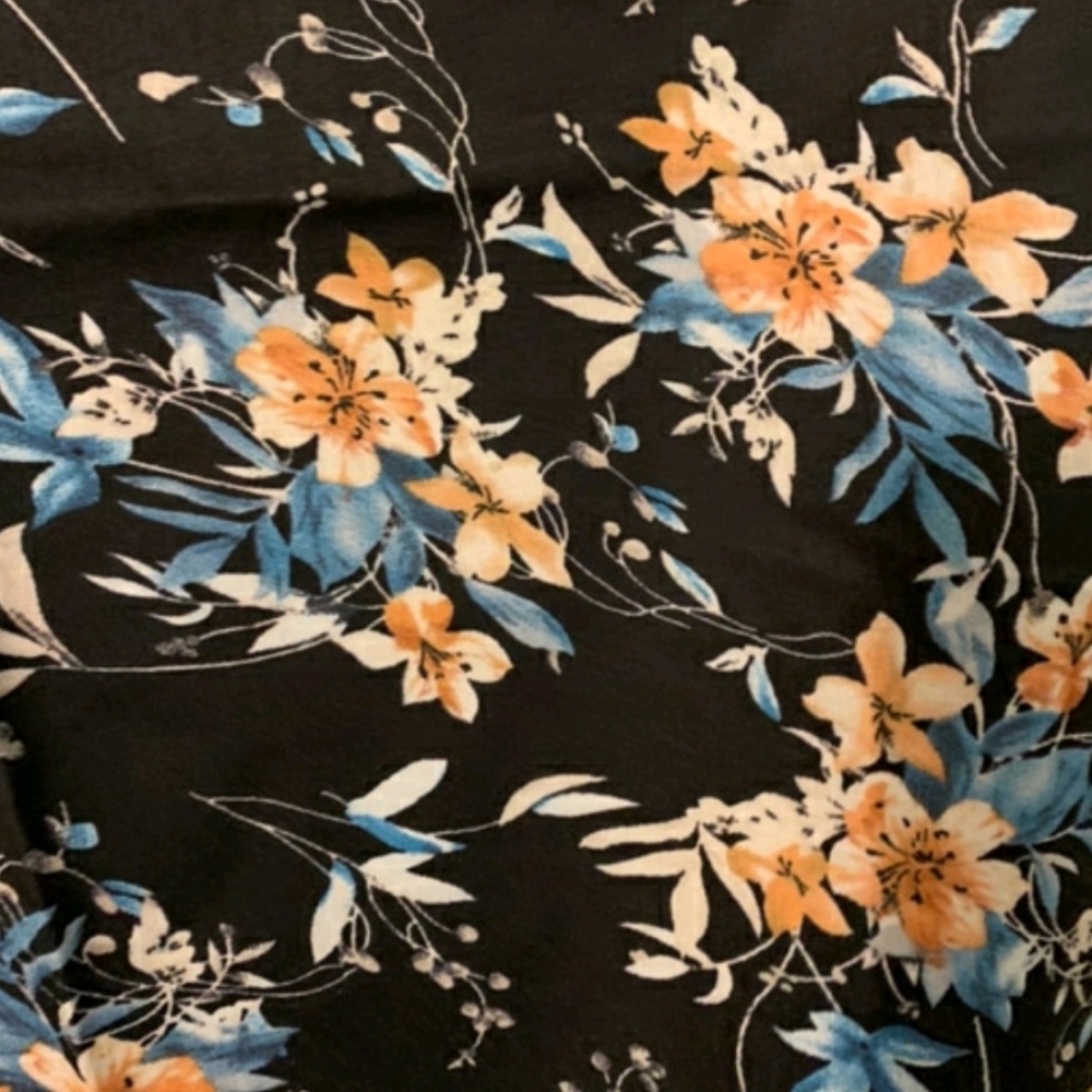 NavyBlue&Gold Floral Cami lace Plus Pajamas - Picture 5 of 6